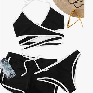 Swimsuit Set.  Black and white. Size Medium